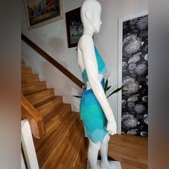 Free People x Lisa Marie Soul Chaser Dress in Ombre Blue / Size M - Picture 9 of 12